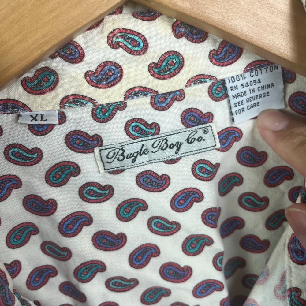 Bugle Boy Co. Vintage Patterned Button Up Men's X… - image 3